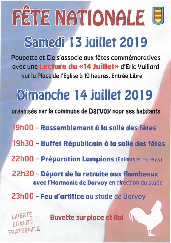 Affiche Fête Nationale 2019 à Darvoy